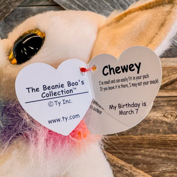 Pair of 2021 TY Beanie Boo Dogs, Chewey the Chihuahua & Rainbow the Poodle, 6" - Picture 11 of 11